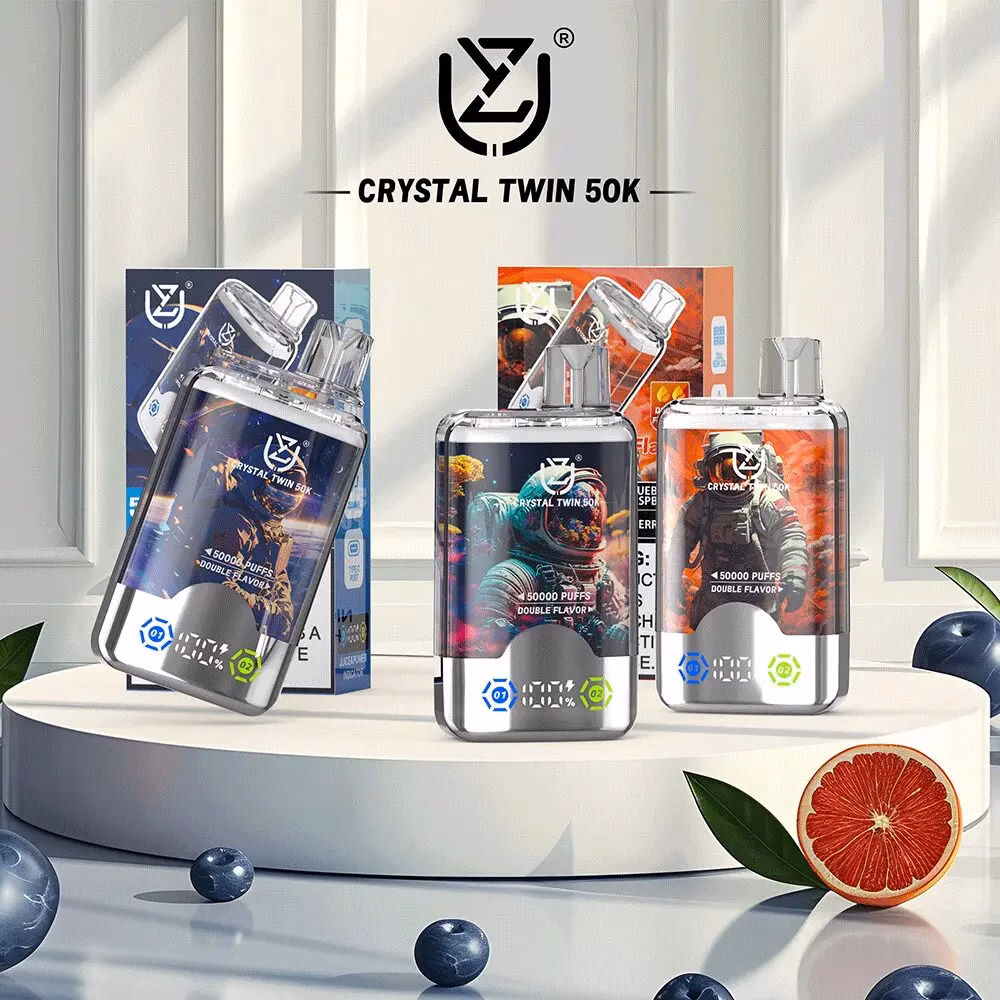 Uzy Crystal Twin 50000 パフ 使い捨て Vape デュアル フレーバー コイル ダブル テイスト