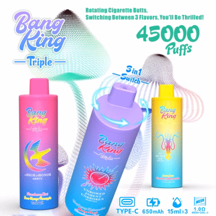 Bang King Triple 45000 45K 3 en 1 Flavors Puffs Vape jetable