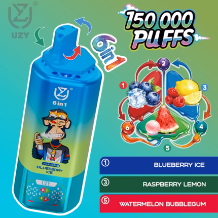 UZY 150000 150K Puffs 6 IN 1 Flavors Disposable Vape vapesip